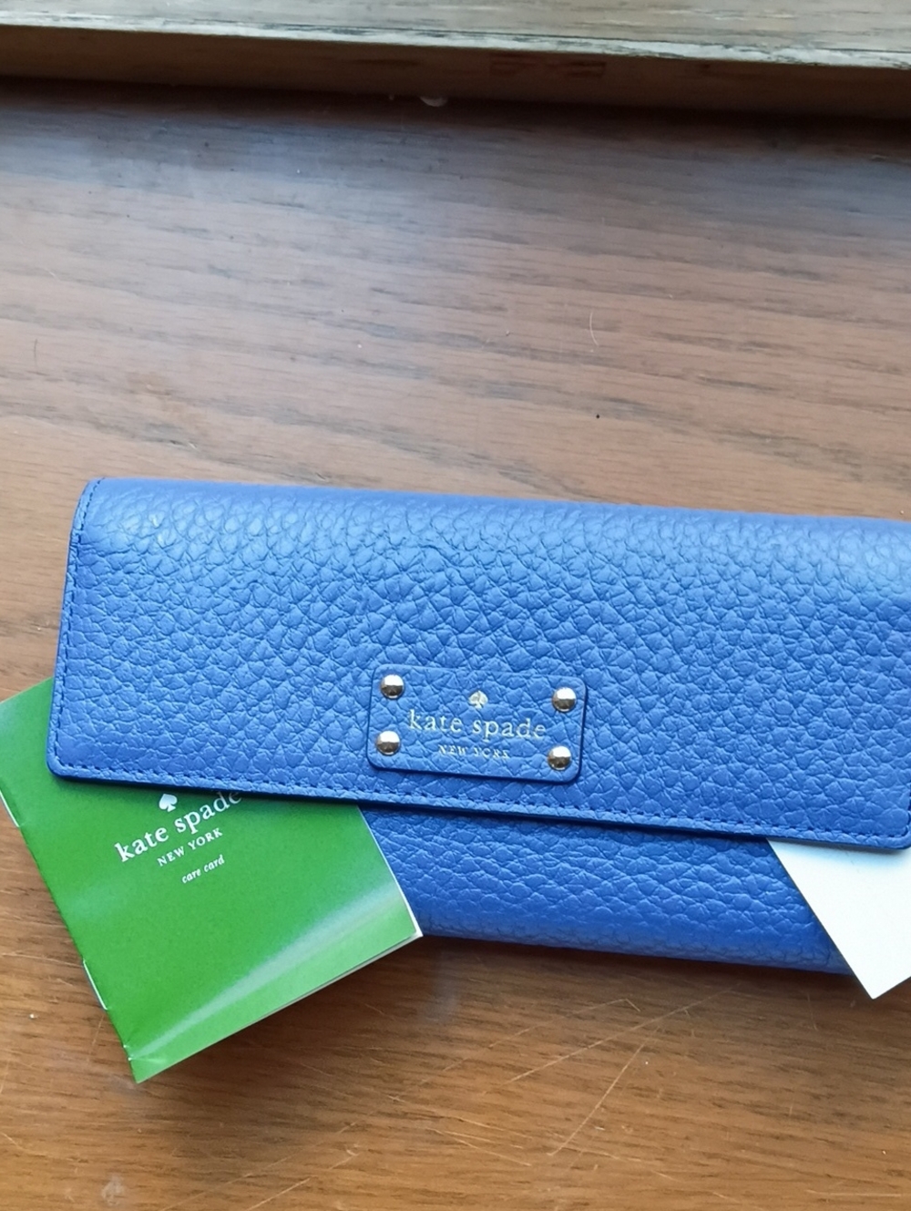 Kate Spade Beautiful Blue Pebbled Leather Continental Wallet New With Tags, 7x4